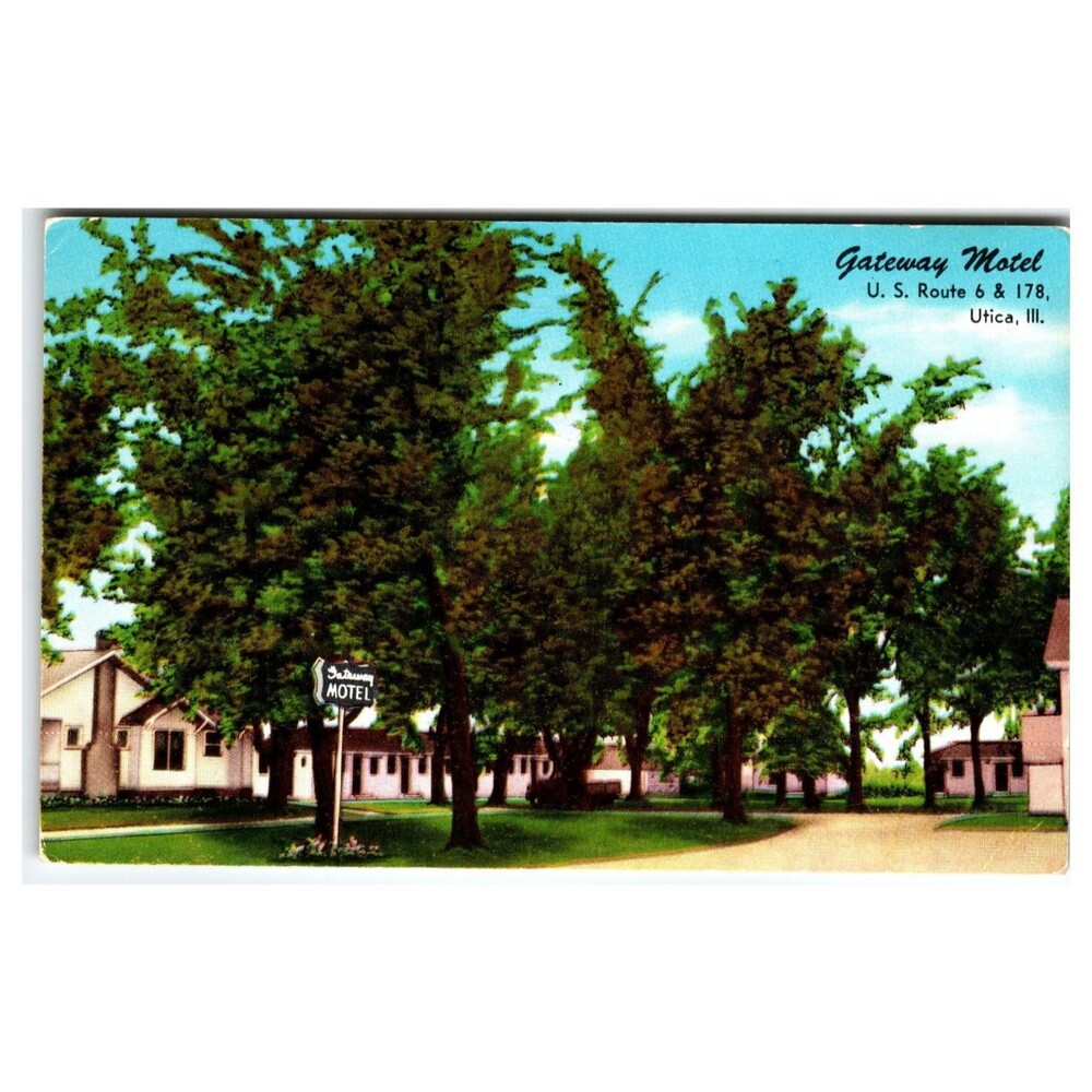 Gateway Motel Utica Illinois Postcard U.S. Route 6 & 178 Starved Rock Park